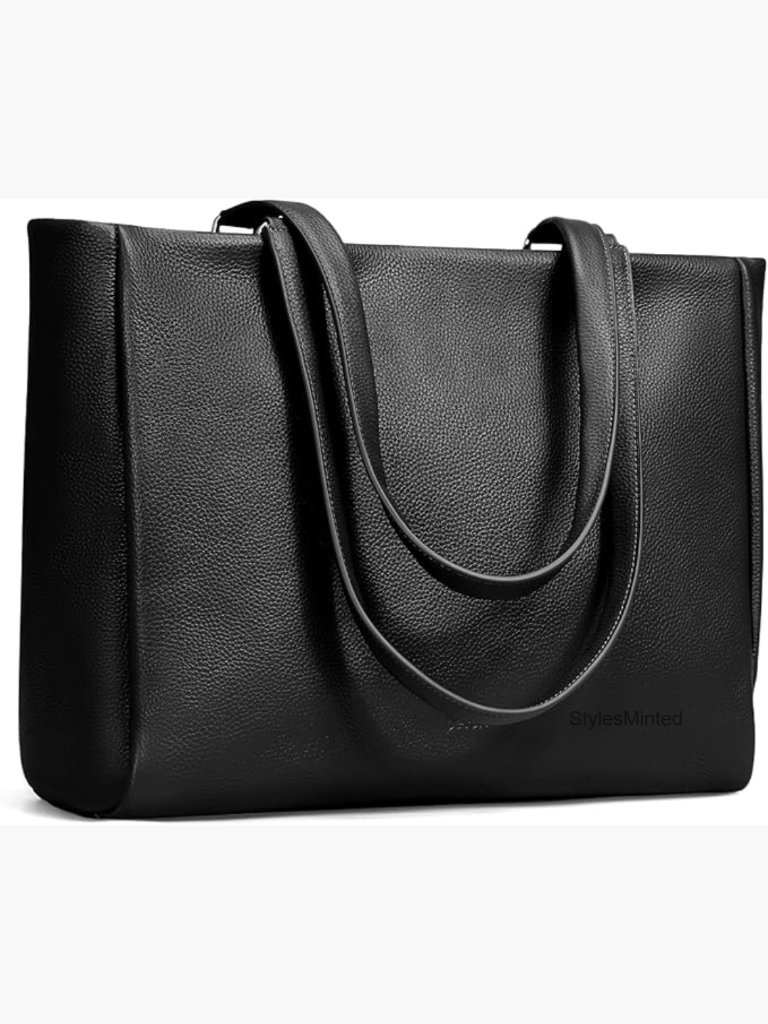 Genuine Leather Laptop Tote Bag With 15" Compartment Work Satchel